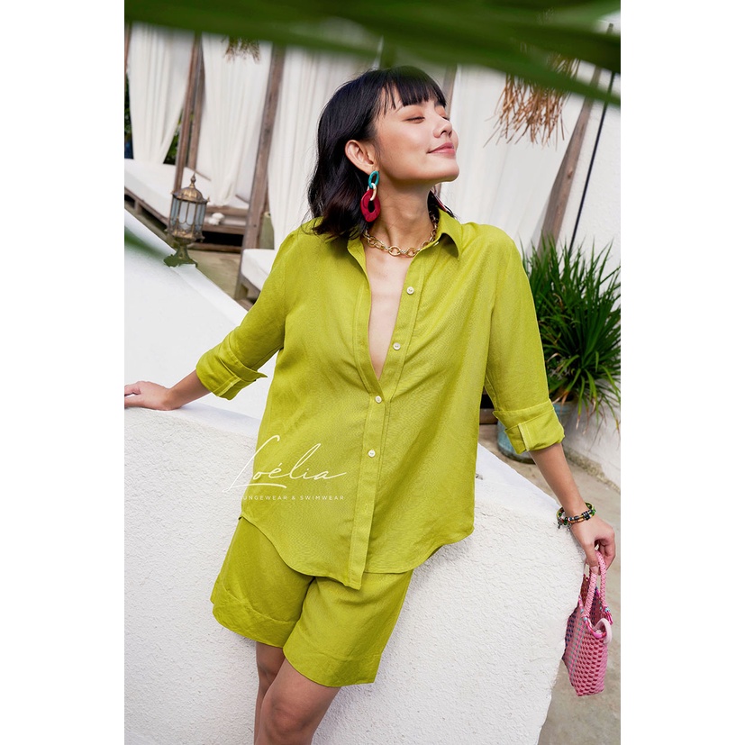 LOÉLIA - Set sơ mi quần ngắn vải linen Old but Gold