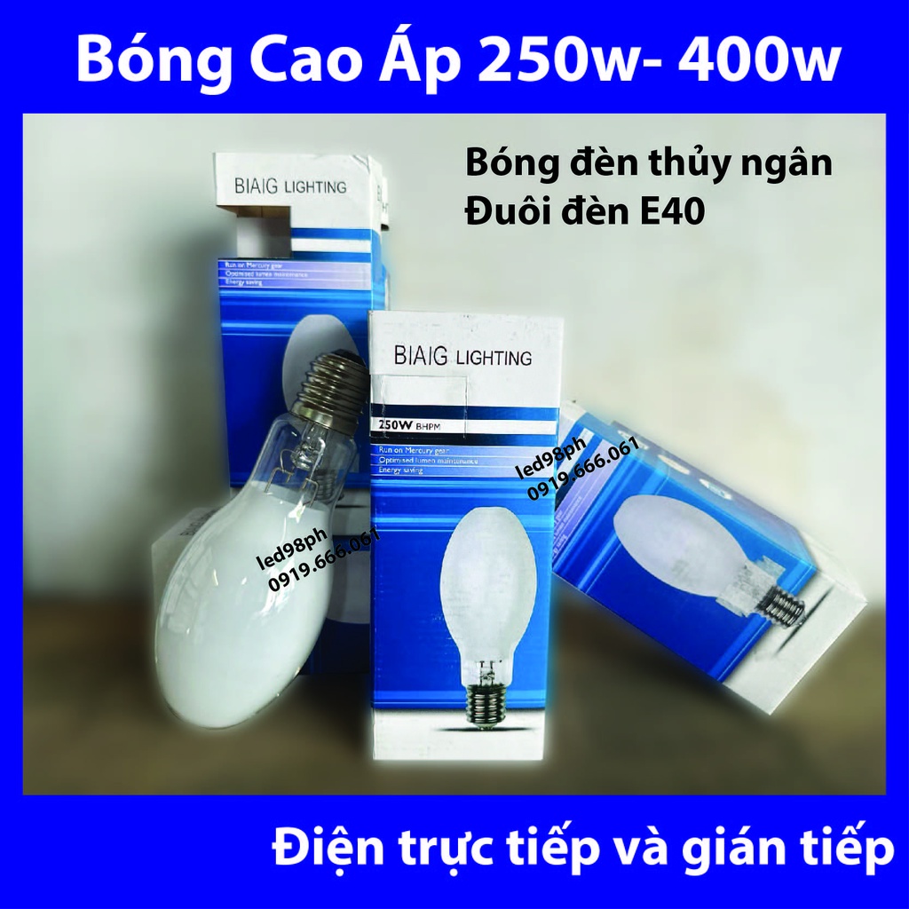 Bóng đèn cao áp thủy ngân 250w 400w 500w (trực tiếp , gián tiếp)