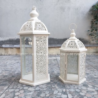 Bộ 2 lồng đèn bão lục giác hoa vintage