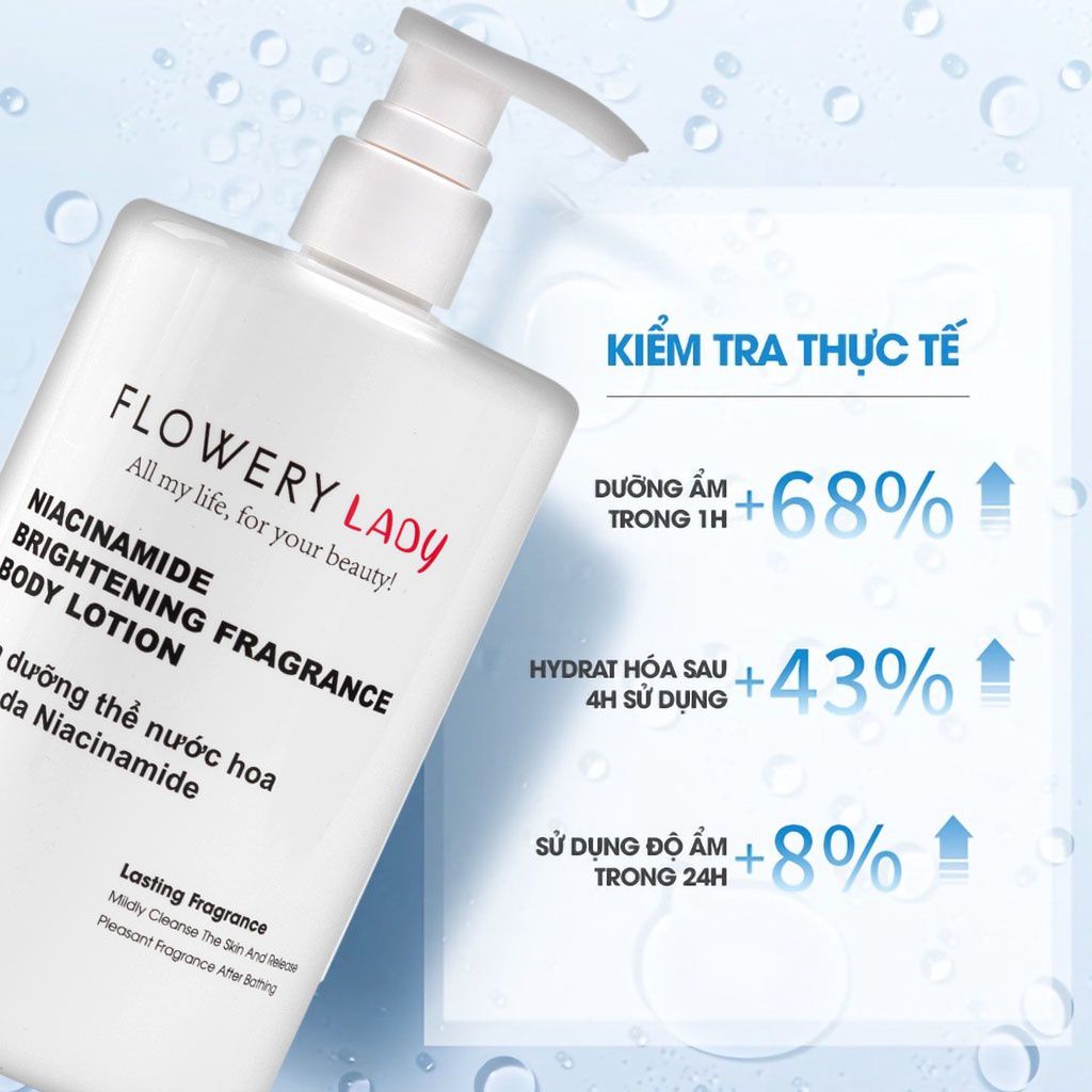 Sữa dưỡng thể trắng da dưỡng ẩm Niacinamide Flowery LADY 500ml [Tặng mặt nạ Nội Địa Trung ]