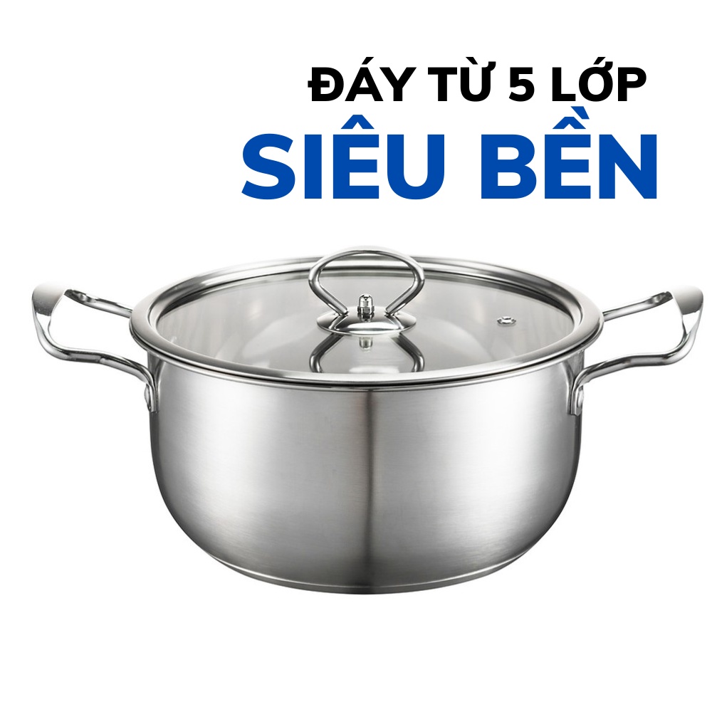 Nồi inox 304 cao cấp đáy từ 5 lớp siêu bền 24cm Daelux DXSP-24