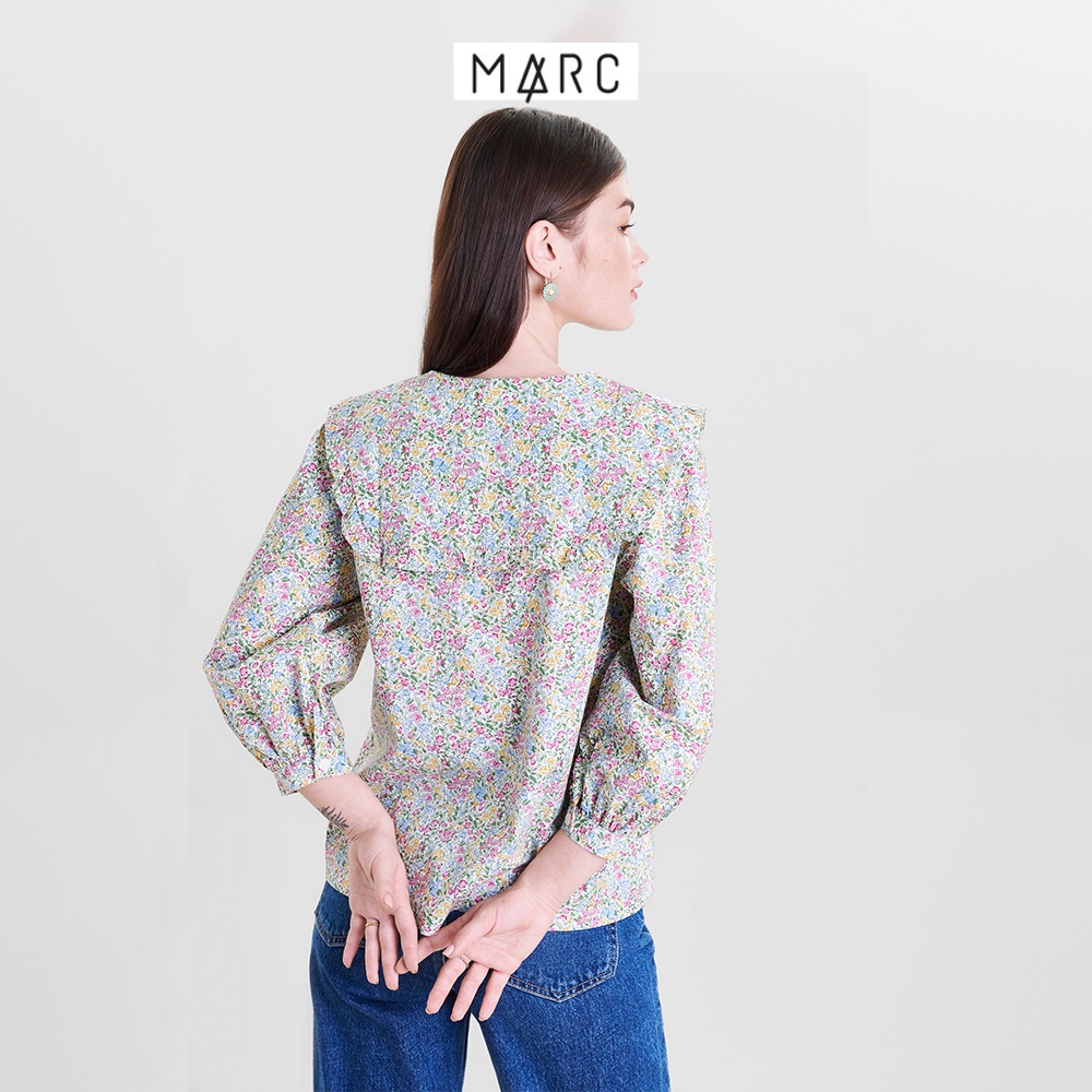 Áo kiểu sơ mi nữ MARC FASHION họa tiết hoa nhấn lá cổ CBHH021222