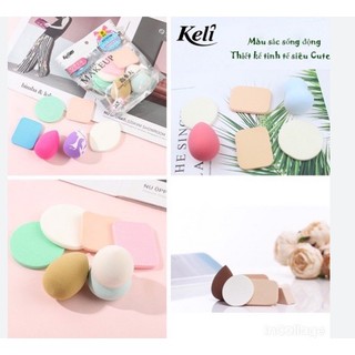 Bộ 6 Bông Mút Tán Phấn Trang Điểm Keli mềm mịn đáng yêu dễ dùng tiện lợi nội địa sỉ rẻ xiuson