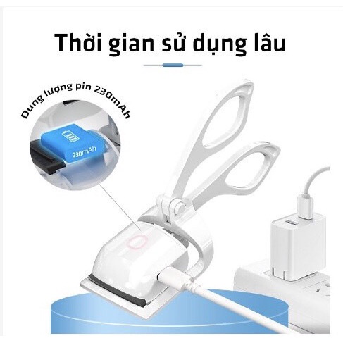 Máy Uốn Mi Cong Bằng Điện Cao Cấp,Uốn Cong Lông Mi Tự Nhiên, Giữ Nếp Lâu Dài Bằng Nhiệt,Có Cổng Sạc USB