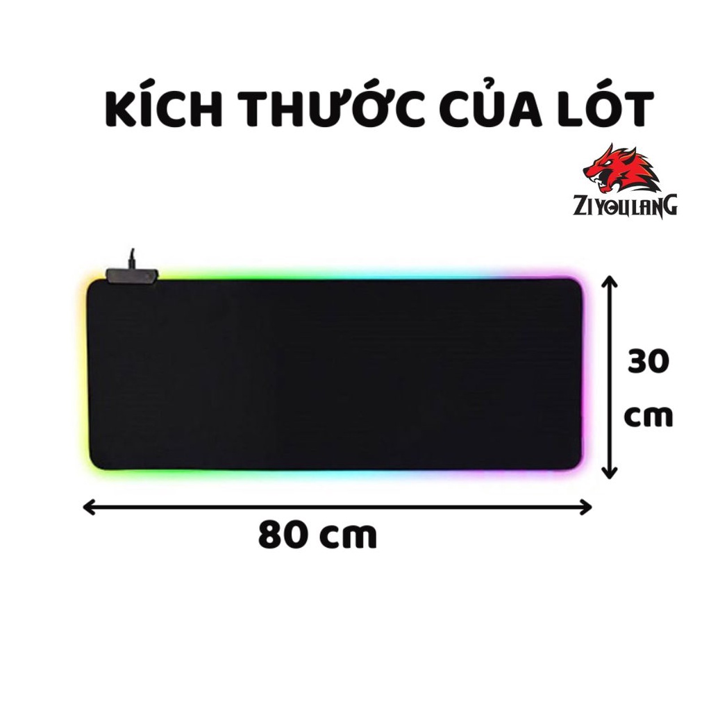 Lót Chuột Led RGB Size 80X30CM ZiyouLang Bề Mặt Speed Đèn Led Cực Đẹp Kê Cả Phím Và Chuột