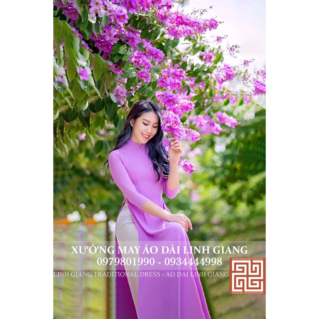 ÁO DÀI MÀU TÍM CÀ _ LỤA NHẬT _ CO GIÃN