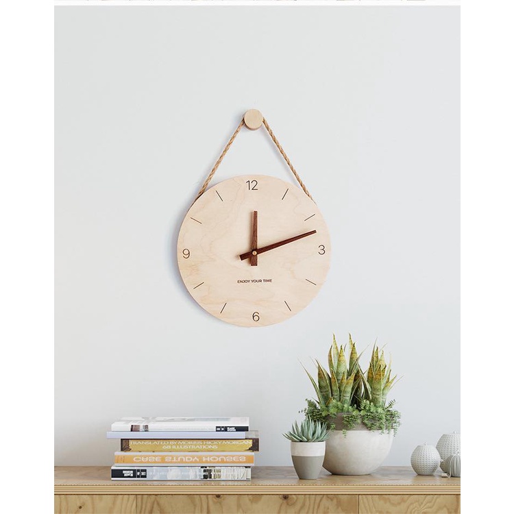 Đồng hồ treo tường bằng gỗ kèm núm và dây treo Decor trang trí nhà cửa khắc theo yêu cầu