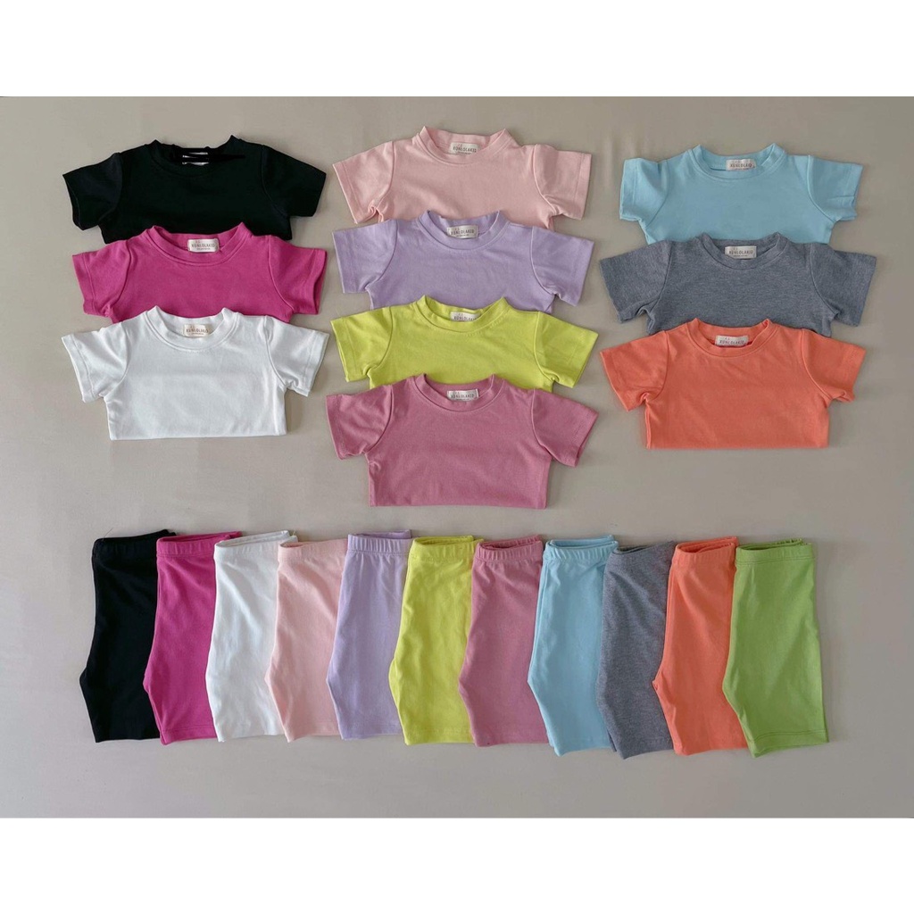 Áo thun croptop cộc tay cho bé 100% cotton co dãn mềm mát Xún lolakid