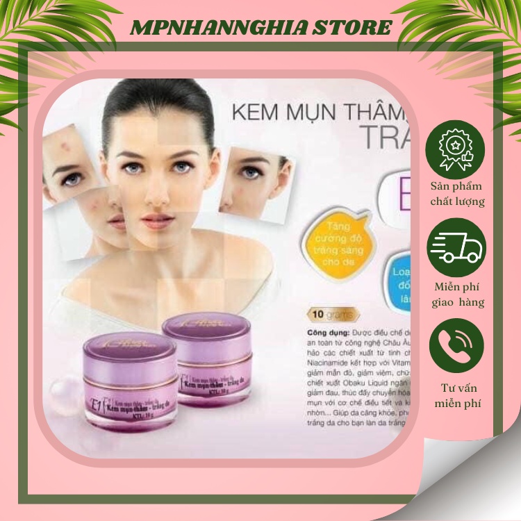 Kem Mụn Thâm Trắng Da - E1 Giúp Giảm Nhờn, Điều Tiết Cân Bằng Da Giúp Xóa Thâm, Da Đều Màu Và Trắng Sáng