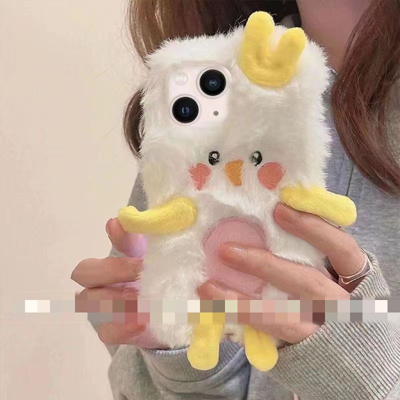 Ốp Điện Thoại Phủ Lông Mềm Hình Chú Gà 3D Dễ Thương Cho iPhone 14 12 11 13 7 8 Plus 6s Pro max xr xs max