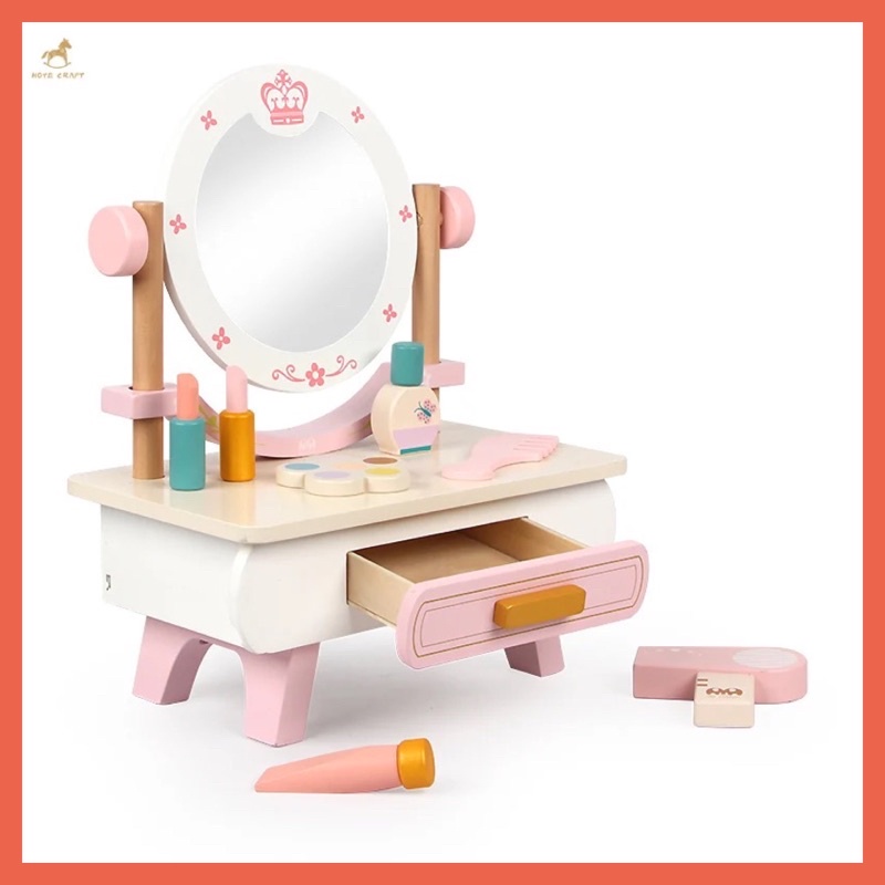 Bộ đồ chơi bàn trang điểm có gương bằng gỗ cho bé