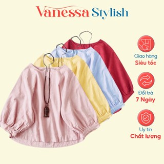 Áo kiểu nữ Hàn Quốc form rộng cánh dơi Vanessa Stylish chất liệu đũi tơ mềm nhẹ thoáng mát AKH.46