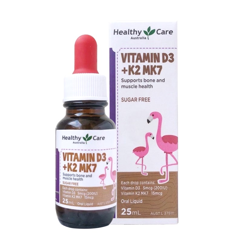 Vitamin D3 K2 MK7 Healthy Care 25ml cho trẻ sơ sinh