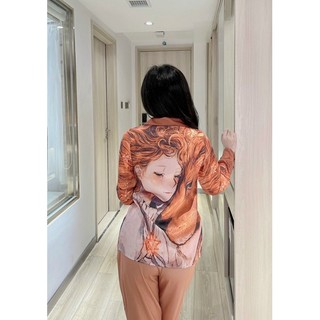 pijama lụa xước hình Cô gái hót hít
