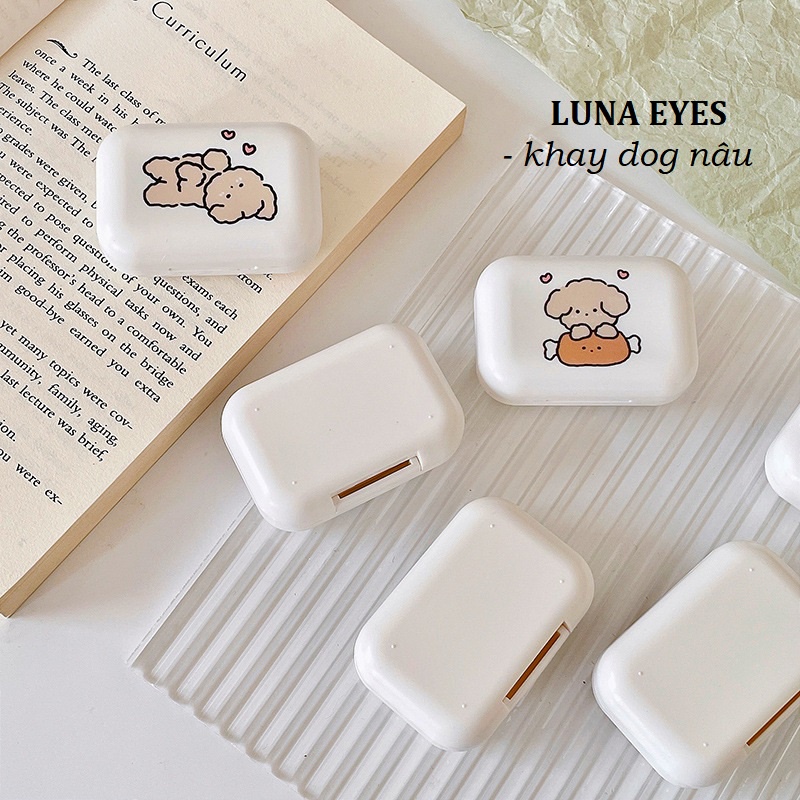 Khay chó nâu LUNA EYES kèm dụng cụ đeo lens