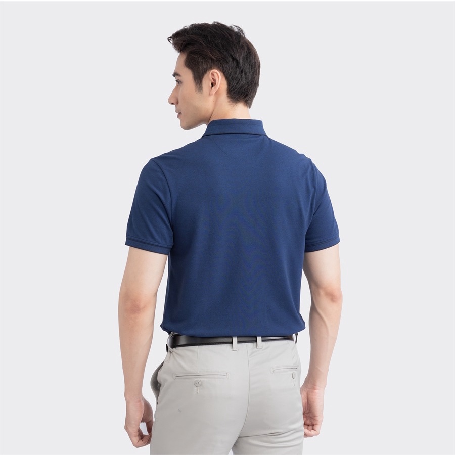 Áo thun polo nam ngắn tay có cổ bẻ ARISTINO APS115S3 áo phông màu xanh than hồng trơn dáng suông vừa vải cotton cao cấp