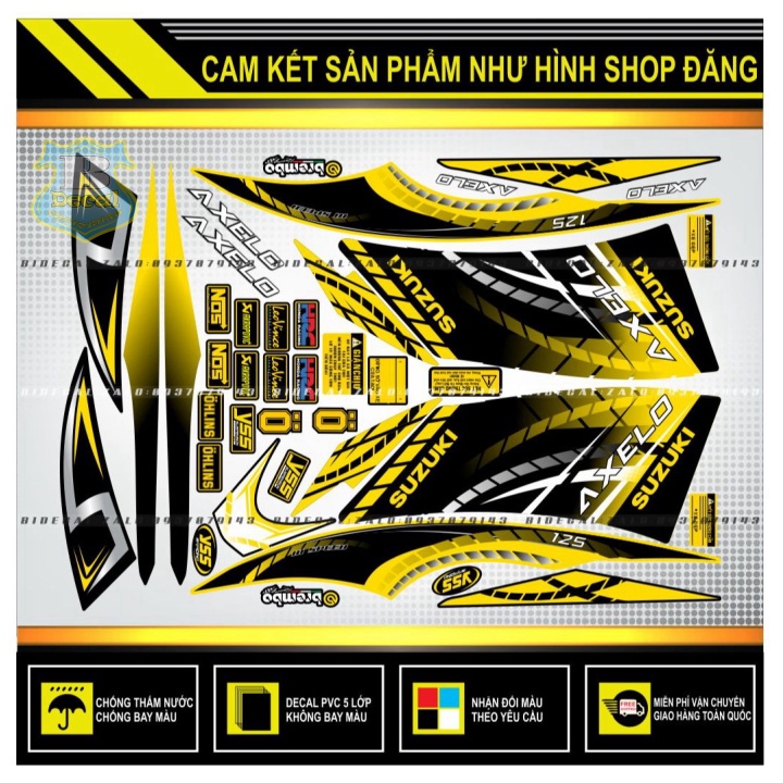 TEM RỜI AXELO MẪU CẦU VÒNG PHỐI VÀNG ĐEN