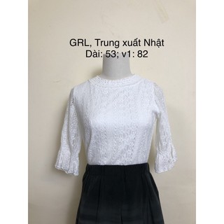 Áo sơ mi si tuyển 2hand ren trắng, tay lửng