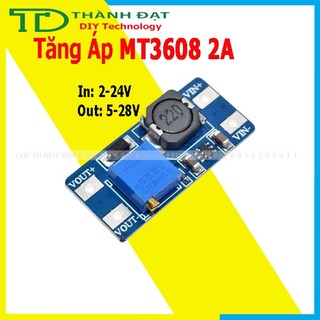 Mạch boost tăng áp dc-dc mt3608 2a điện áp vào 2v-24v ra 5v-28v