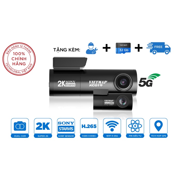 Camera Hành Trình Chính Hãng Vietmap KC01 pro Tặng kèm thẻ nhớ
