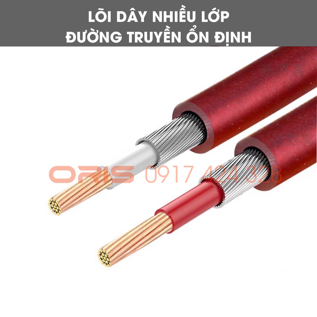 Dây cáp âm thanh 3 li 3.5 ra 2 đầu RCA  dài, Dây Cáp tín hiệu AV lõi đồng - ORIS Profesional