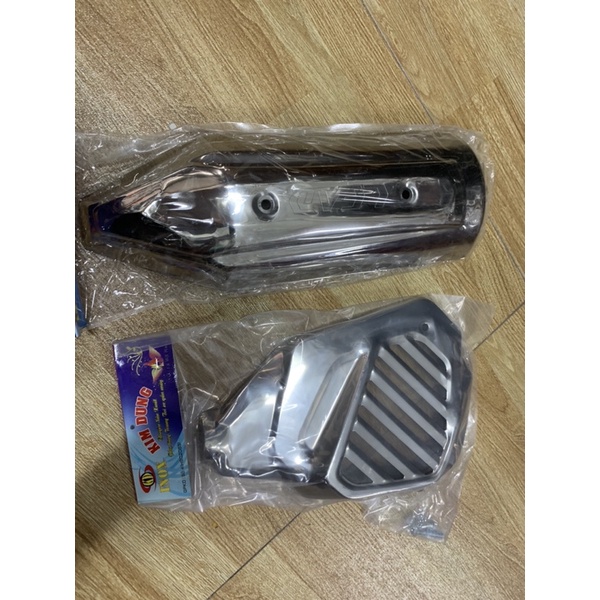 Giá trọn bộ 2 món ốp xe LEAD 2013- >2015 (bao gồm Ốp quạt gió +Ốp pô ) inox cao cấp giá rẻ