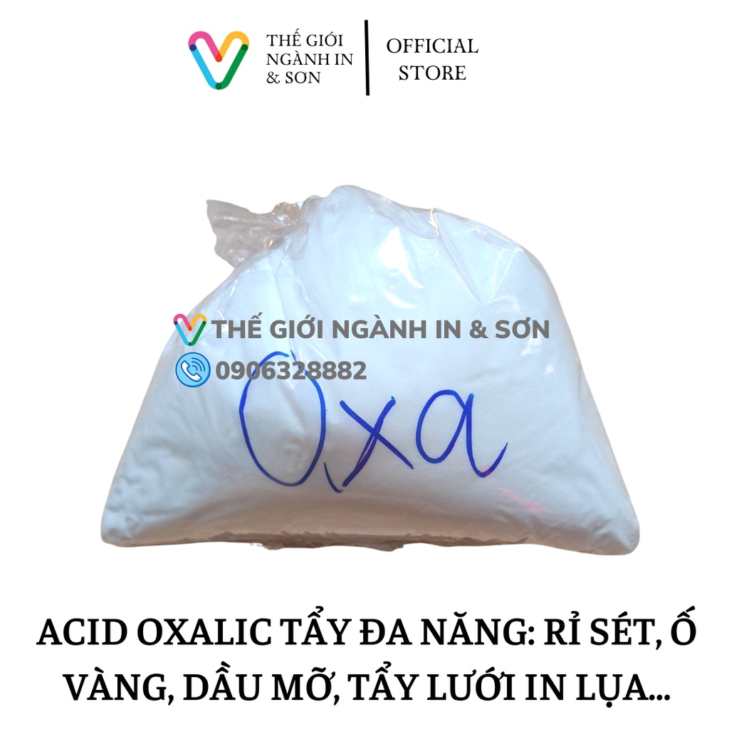 Bột oxalic tẩy rửa đa năng: rỉ sét, ố vàng, dầu mỡ, tẩy công nghiệp, tẩy lưới in lụa