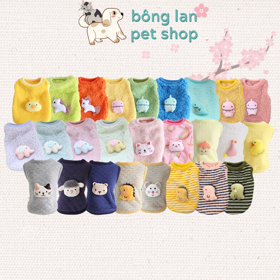 [HOẢ TỐC] Áo lông đính thú nhồi bông mềm mịn thu đông giữ ấm nằm điều hòa cho thú cưng chó mèo