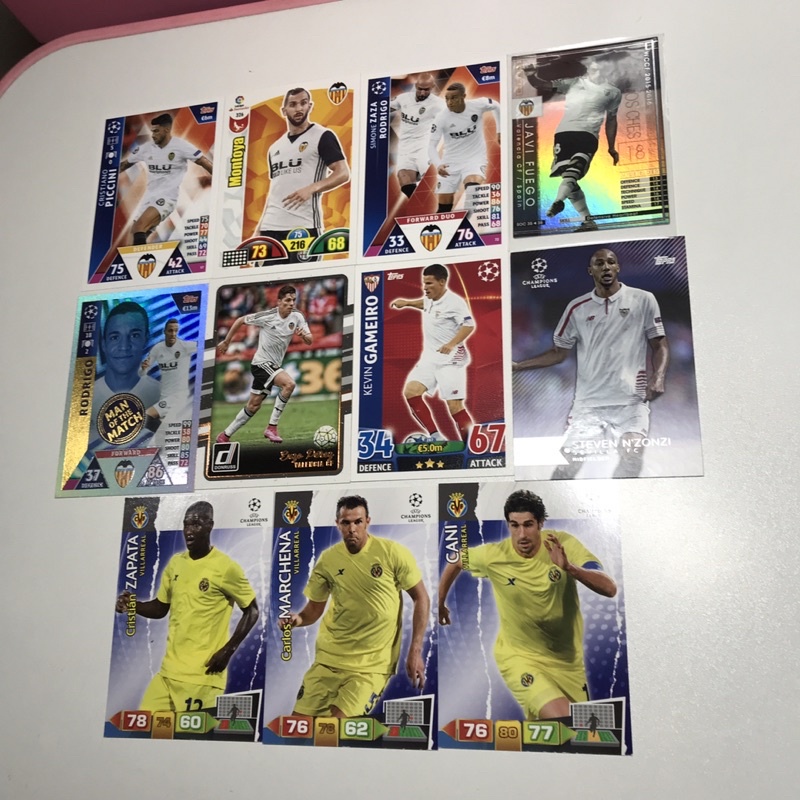 Set 11 thẻ cầu thủ bóng đá Tây Ban Nha La Liga Valencia Sevilla Villarreal chính hãng siêu độc