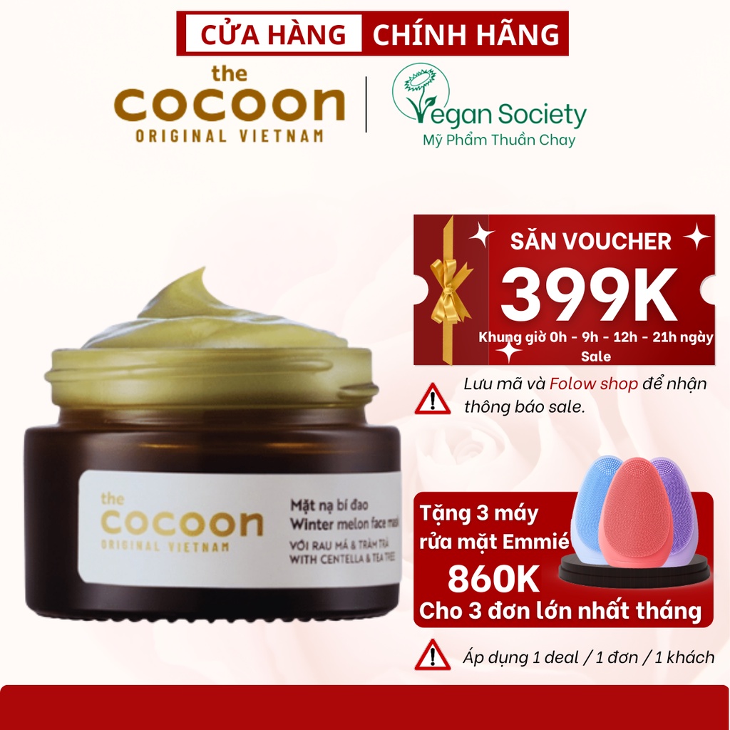 Mặt nạ bí đao the cocoon 30ml da dầu và mụn ẩn - Vegan Society - Mỹ phẩm thuần chay Việt Nam