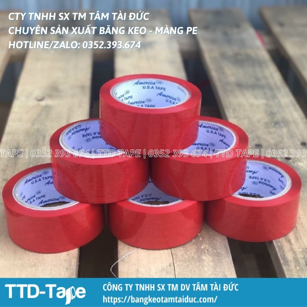 Băng keo màu đỏ 100 yard 1.2kg 4F8 cây gồm 6 cuộn