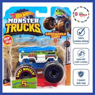 Xe mô hình Hot Wheels Monster Trucks Crushable Car Giant Wheels 5 Alarm GNN22.