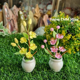 Chậu hoa mai 5 cánh bằng đất sét Nhật cao cấp