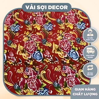 Vải con công đơn đỏ, trang trí tết, Decor (khổ 1,6m)