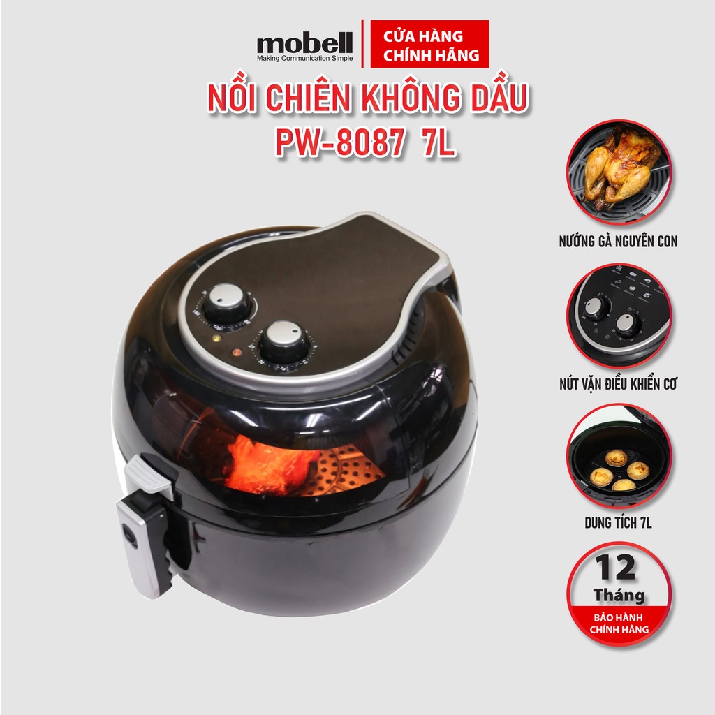 Nồi Chiên Không Dầu PW-8087 7L Điều Khiển Cơ 1500W - Bảo Hành 12 Tháng