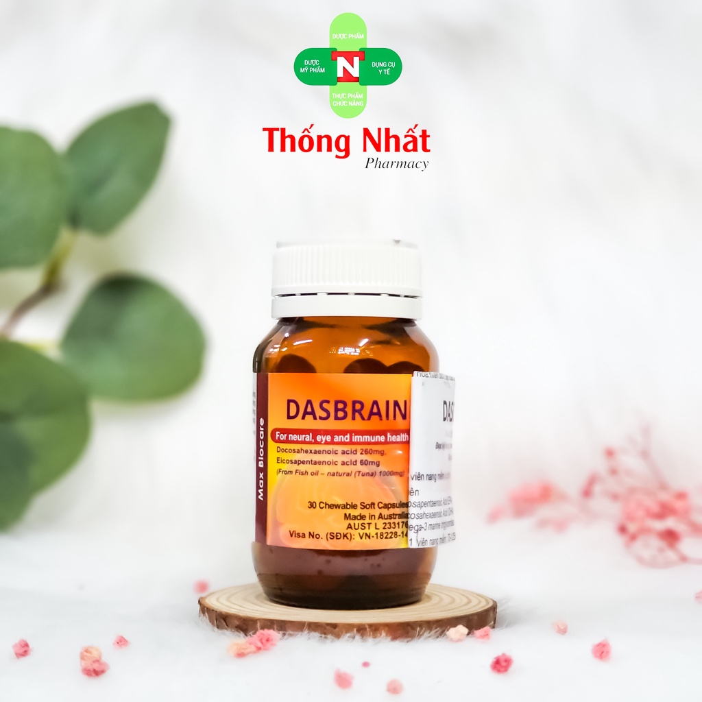 Viên uống Omega 3 bổ não Max Biocare Dasbrain Date T6/2026 Hộp 30 viên