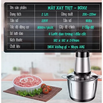 Máy xay thịt inox không gỉ 4 lưỡi YM-102 - Hàng Chính Hãng