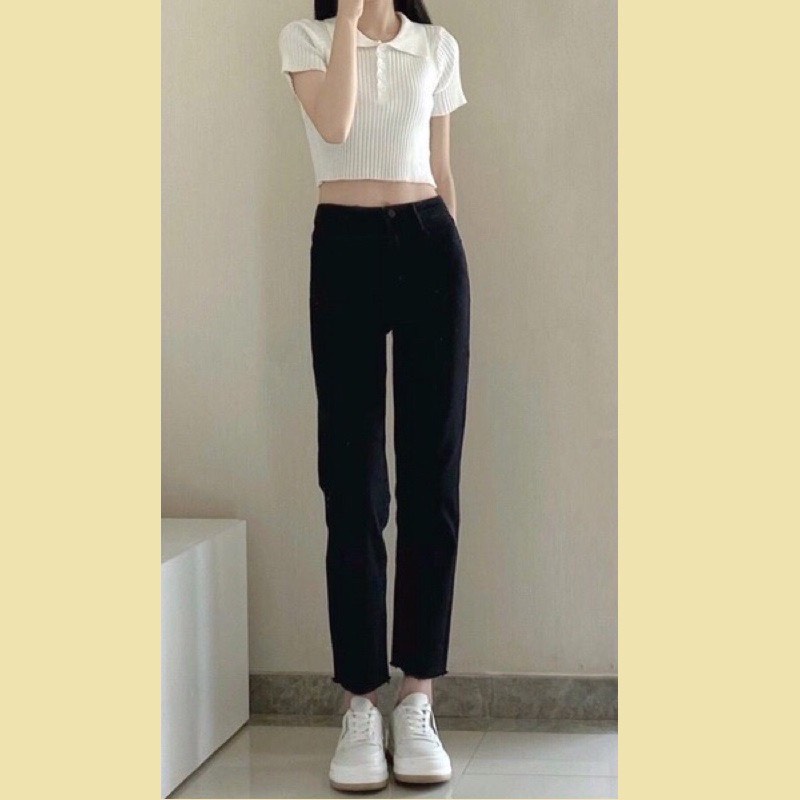 Quần bò jean ống đứng nữ jeans cạp cao co giãn 4 chiều phong cách Hàn Quốc huyenjean_06 ms11 | BigBuy360 - bigbuy360.vn