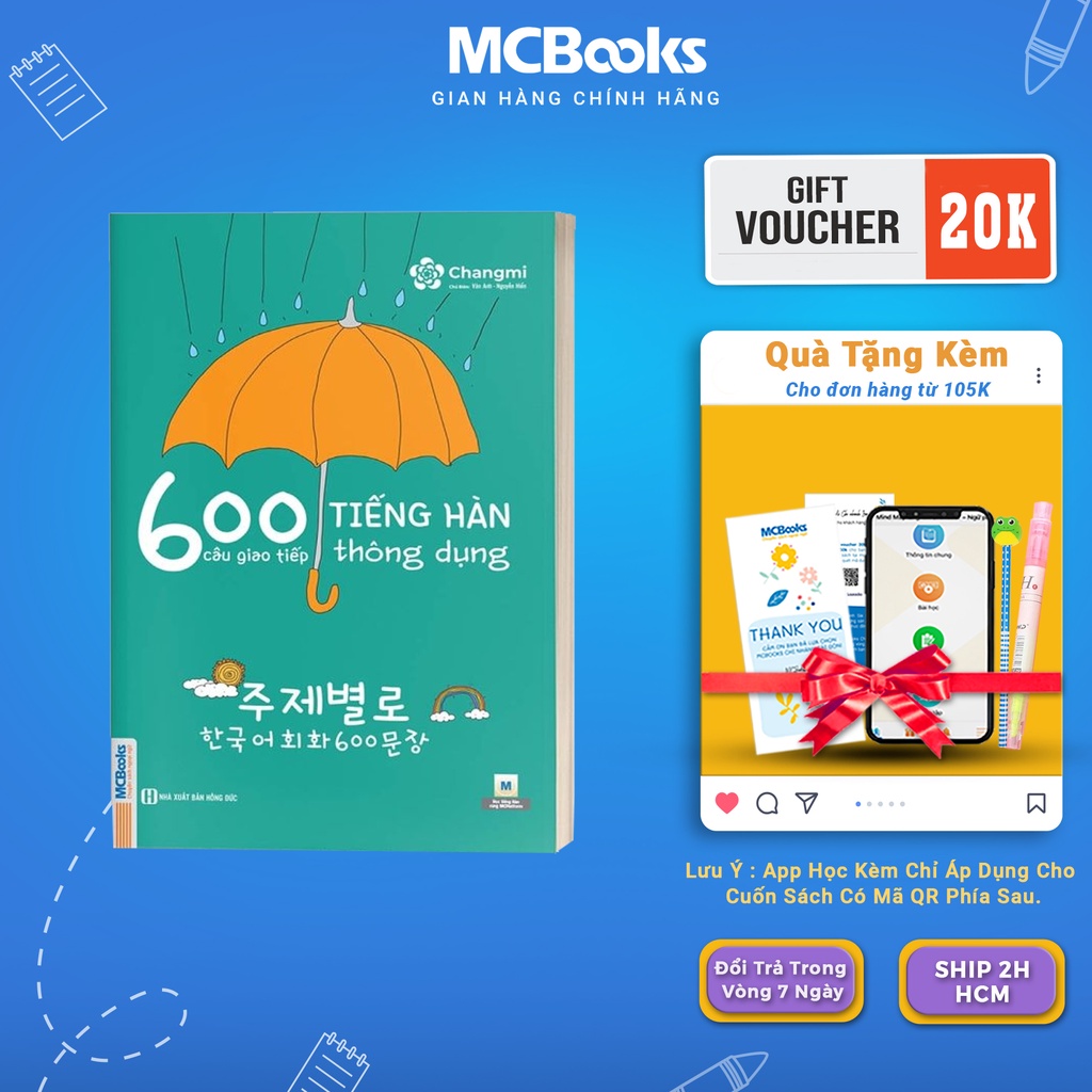 Sách - 600 câu giao tiếp tiếng hàn thông dụng - Tự tin giao tiếp với người bản ngữ Mcbooks