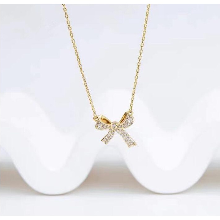 Vòng cổ Mặt Nơ Đính Đá Đơn Giản Cho Nữ