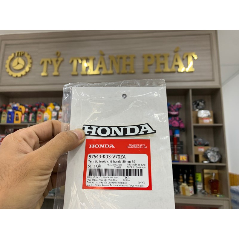 Tem chử Honda Trắng cong 80mm mặt nạ RSX 110 Đen 12