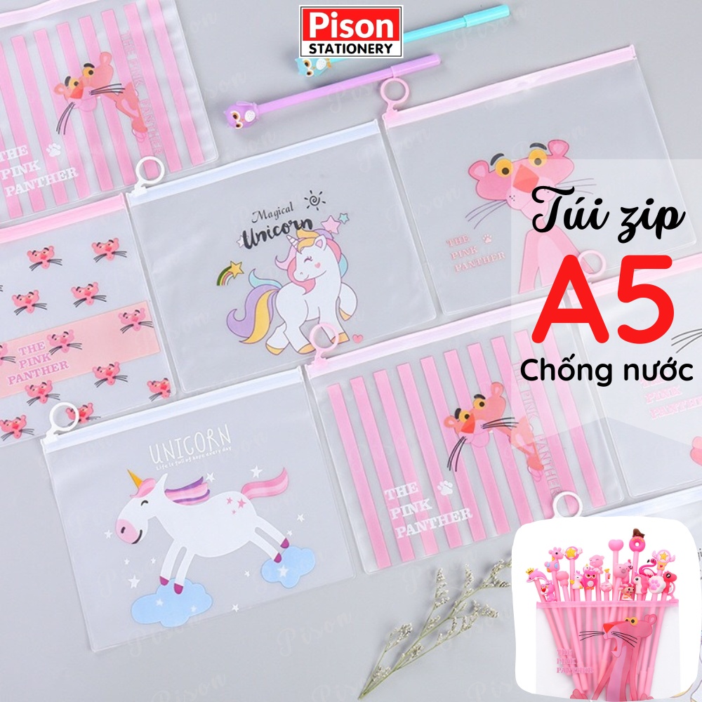 Túi zip khoen tròn Nhiều mẫu Pison đựng đồ dùng cá nhân 22*17cm – 1 cái