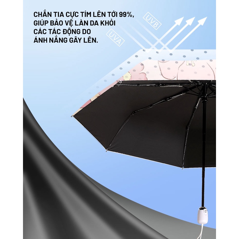 Ô DÙ GẤP GỌN TỰ ĐỘNG CHỐNG TIA UV HỌA TIẾT HOA XINH XẮN, LÃNG MẠN