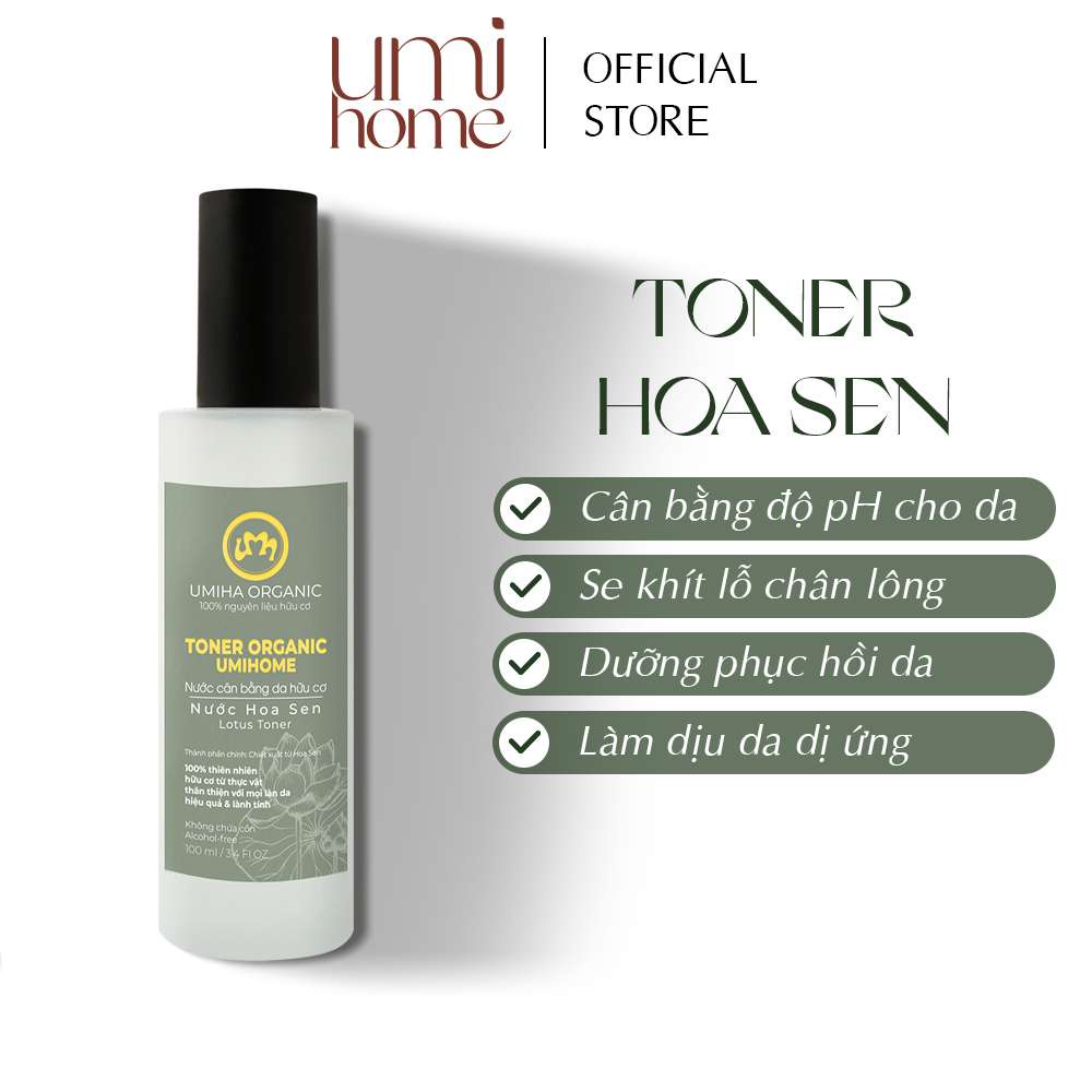 Toner Hoa Sen thiên nhiên UMIHOME cân bằng ẩm cho da | Lotus Toner 100ml