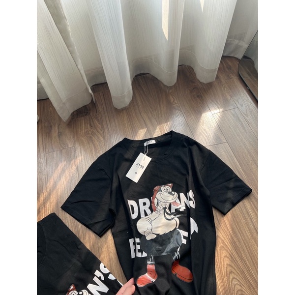 VÁY COTTON SUÔNG HÌNH CÚN MÀU ĐEN