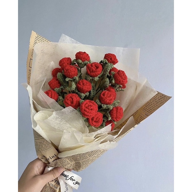 Hoa hồng tỉ muội bằng len 🌹