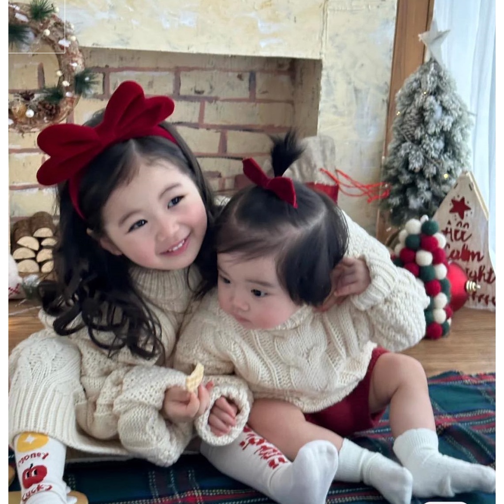 LOẠI ĐẸP Bờm Nhung Đỏ style Hàn Quốc cho bé siêu xinh BOM105