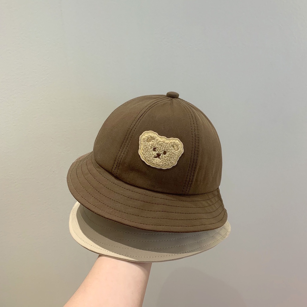 Mũ vành tròn cho bé, mũ vành tròn trẻ em 1-3 tuổi, nón vành tròn trẻ em hình gấu, chất vải thoáng mát BABY BOO SHOP