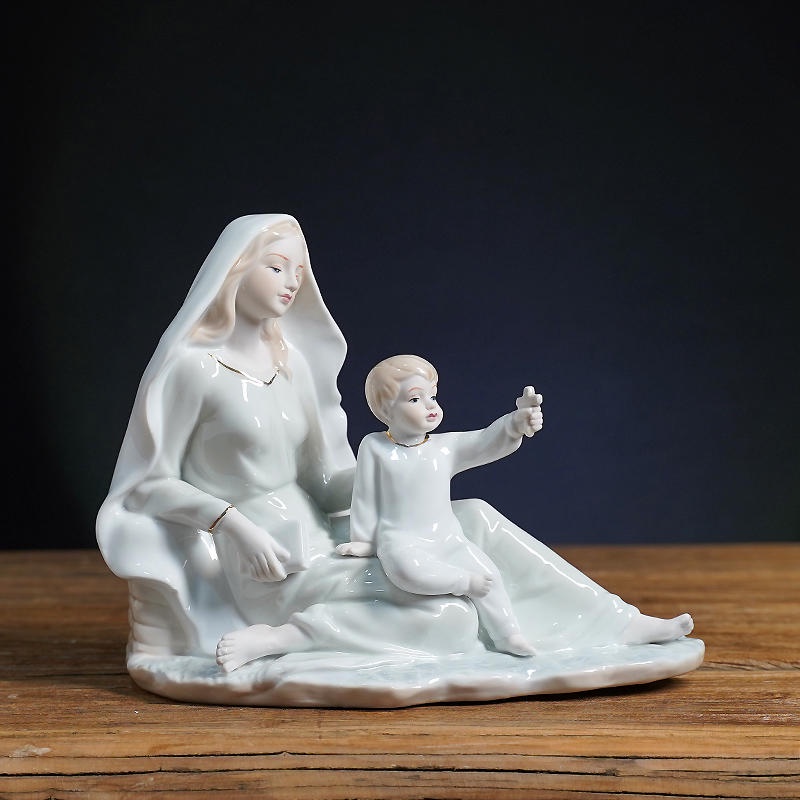 Mô Hình Tượng Công Giáo Ngồi Tư Thế Ngồi Cao 17cm Bằng Gốm Làm Quà Tặng Giáng Sinh Cho Mẹ Và Bé