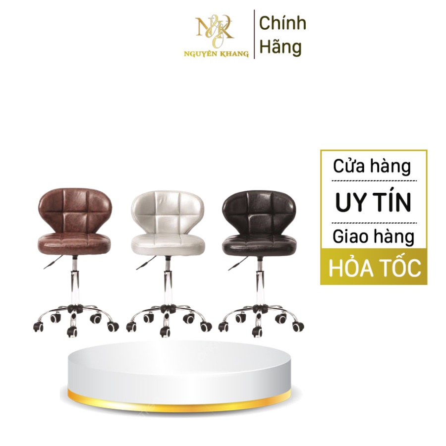 Ghế Spa Có Tựa Lưng, Đôn Hơi xoay 360 Độ Chỉnh Cao Thấp Vỏ Bọc Da Cao Cấp Dùng Cho Spa nail phun xăm